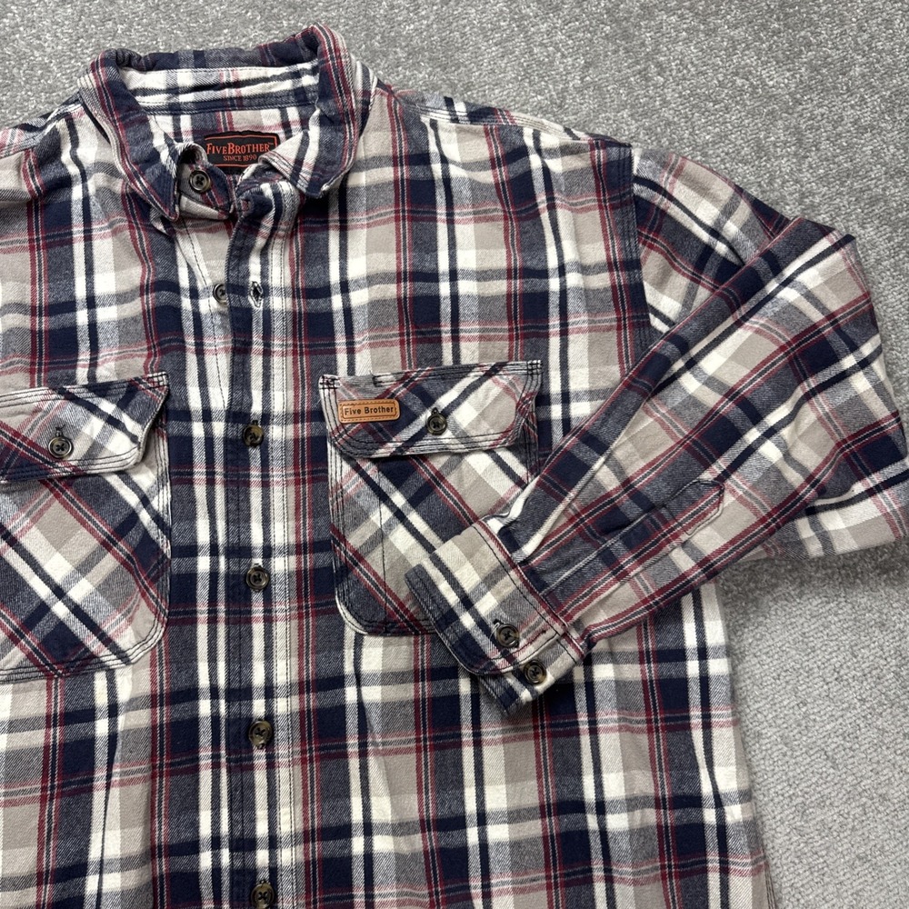 Five Brother XL Heavyweight Cotton Flannel Long Sleeve Plaid Shirt Button